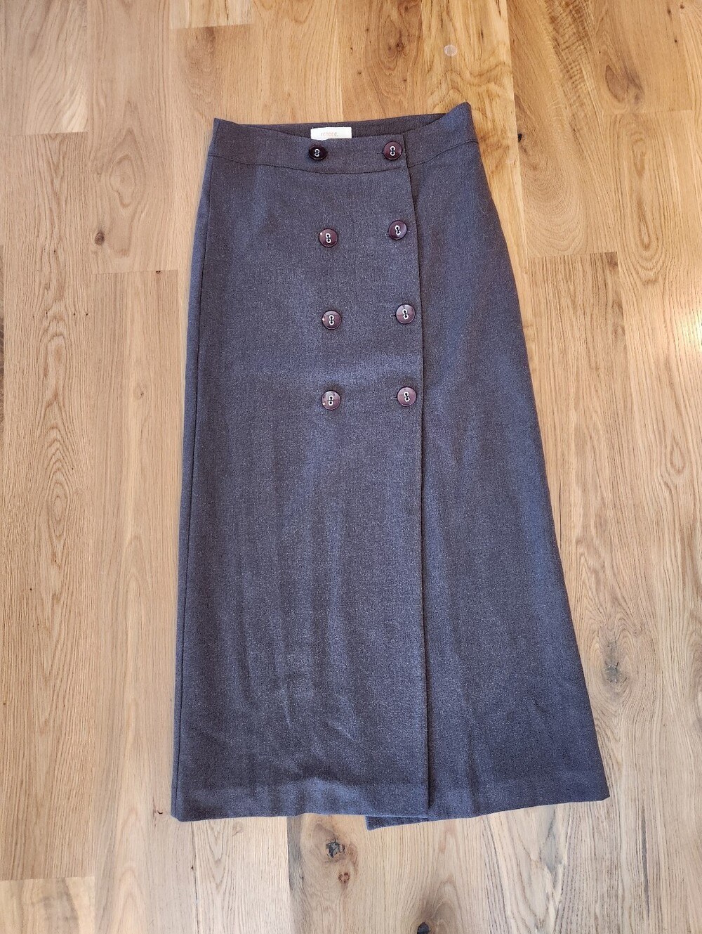 Renee C. Double-Breasted Brown Large Maxi Skirt